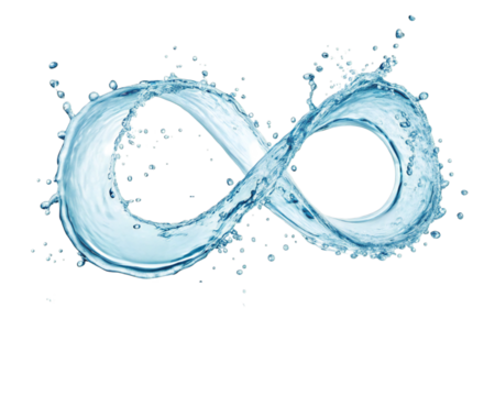 Infinity Shape Water Splash Isolated on Transparent Background