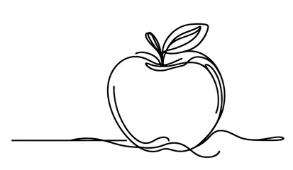 artistic single-line drawing of an apple with clean lines