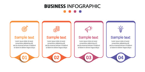 Business infographic design template with 4 options, steps or processes. Can be used for workflow layout, diagram, annual report, web design	

