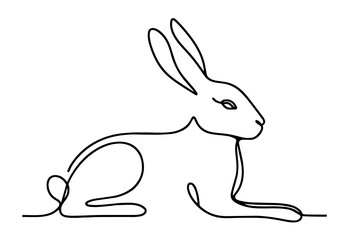 simple and modern vector design of a rabbit in single line art technique