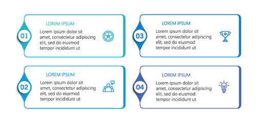 Business infographic design template with 4 options, steps or processes. Can be used for workflow layout, diagram, annual report, web design	
