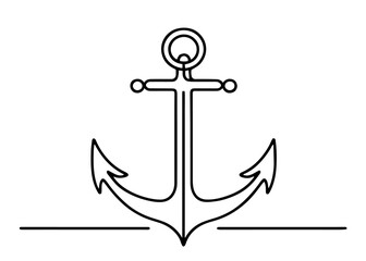 minimalist black and white line art of a nautical anchor design