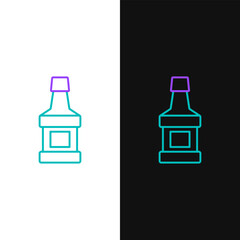 Obraz premium Line Whiskey bottle icon isolated on white and black background. Colorful outline concept. Vector