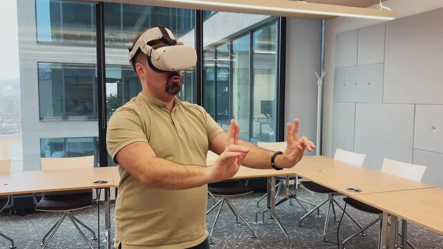 Engaging in virtual reality training in an office setting