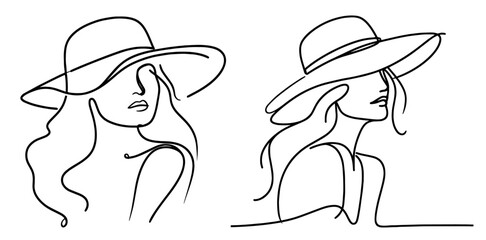 elegant monochrome illustrations of fashionable women in a modern style