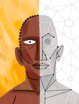 Futuristic facial recognition thecnology 