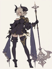 Halloween witch with broom