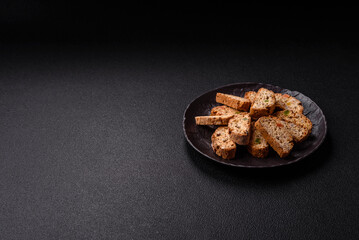 Freshly baked Italian cantuccini cookies with nuts and candied fruits