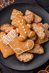 Christmas cantuccini cookies with nuts and candied fruits, gingerbread