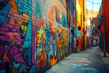 Naklejka premium Colorful designs in the Graffiti Alley Baltimore Maryland.
