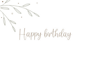 Birthday card on white background, floral 