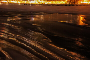 frozen sea at night - B&aelig;rum