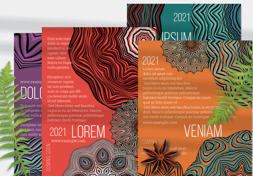 Flyer Layout with Mandala and Ethnic Tribal Lace Flower Elements