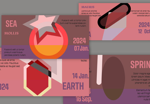 Web Banner Simple Overlapping Geometrical Shapes Bright Color
