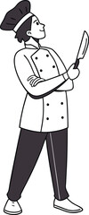 Design an illustration of a chef folding arms