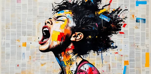 Crédence de cuisine  A woman with her mouth open, screaming ,women's rights poster  © Edgar Martirosyan