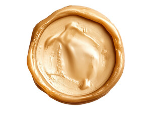 Textured beige empty wax seal stamping, resting on transparent backdrop with minimalist design, perfect for elegant branding elements
