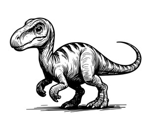 powerful T-rex dinosaur illustration in monochrome style