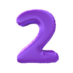 3d number two balloon purple metallic