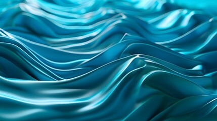 Obraz premium Waves of turquoise fabric flowing gracefully in soft folds