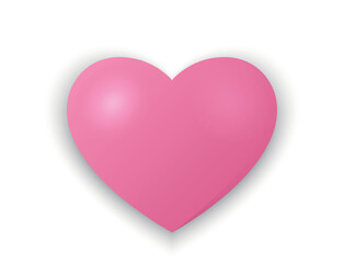 Pink 3d heart for Valentines day design. Love symbol. Isolated vector image