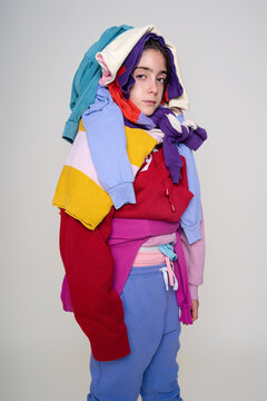 Girl in Layered Sweatshirts