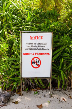 Cultural Signage on Dhigurah Island, Maldives &ndash; Beach Etiquette