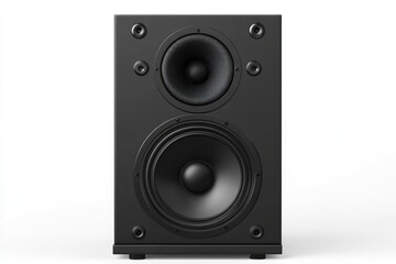 Fototapeta premium A new black bookshelf speaker isolated on white background. Clipping path.