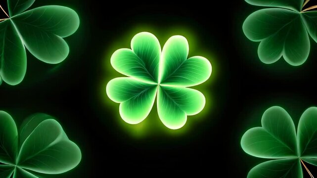 Four leaf clover on black background