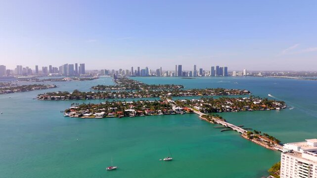 Stock video Venetian Islands Miami Beach Florida circa 2025