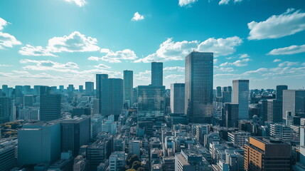 高層ビルが立ち並ぶオフィス街の画像