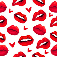 Pattern of minimalistic flat red lips