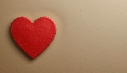 Obraz premium Red heart on a textured brown paper background, symbolizing love and support for Valentine's Day and World Heart Day, highlighting heart health and emotional wellness.