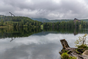 Štrbské Pleso, mountain lakes in autumn colours, high tatra, slovakia