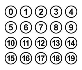 Numbers icon set 0 to 19
