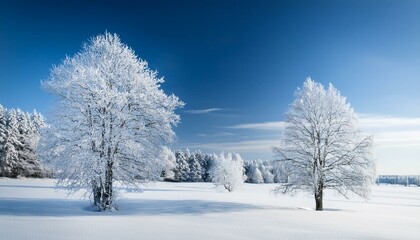 Fototapeta premium white winter landscape and a few trees covered with snow1.jpg