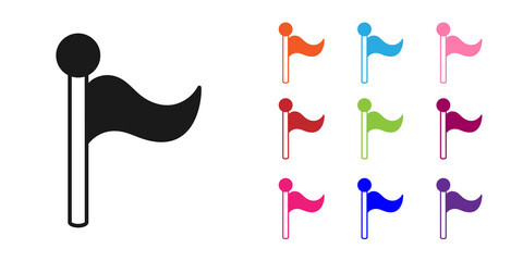 Black Flag icon isolated on white background. Location marker symbol. Set icons colorful. Vector