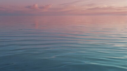 Obraz premium Soft ripples dance on serene waters as pink and purple hues fill the sky at dusk creating a tranquil setting for relaxation