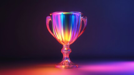 Trophy championship prize. Winner award banner with shiny golden cup and falling confetti, sport or business award.