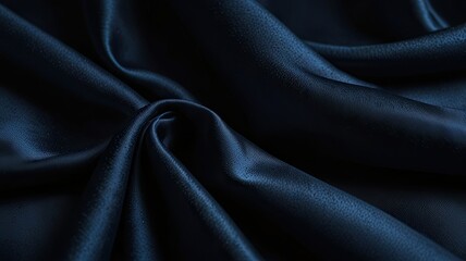 Obraz premium Rich navy satin fabric displays a luxurious sheen and smooth texture folded gracefully to enhance its elegant appearance and captivating depth