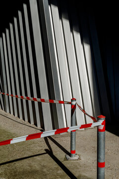 Construction site with safety barriers 