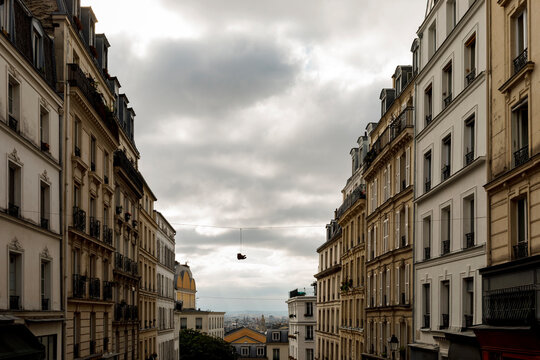 Cloudy day over a Paris street