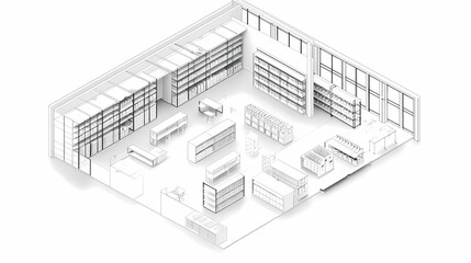 Isometric architectural floor plan of a modern