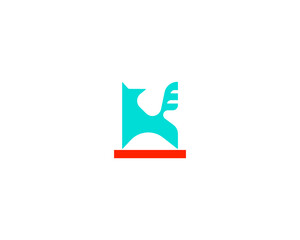 Abstract fox or dog logo. Creative horse animal logotype. Flat style.