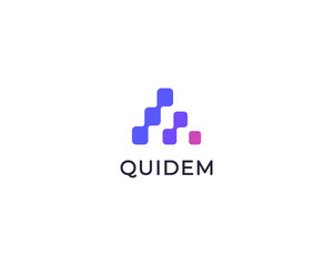 Fototapeta premium Pyramid from squares gradient logo. Creative IT startup media logotype.