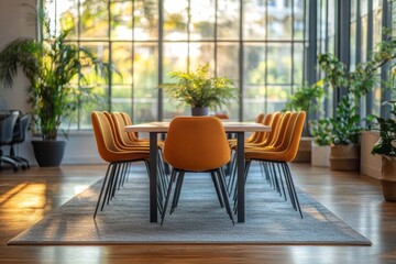 Fototapeta premium Empty professional meeting space in a bright office