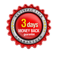 3 days money back stamp isolated on transparent background