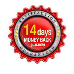 14 days money back stamp isolated on transparent background