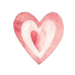 Pink, red Hearts Valentine's day Composition. Mother, Father and Baby hearts. Symbol of Love and Family. Watercolor hand drawn illustration isolated on a white background. Design element for cards