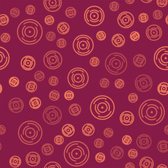 Brown line Vinyl disk icon isolated seamless pattern on red background. Vector